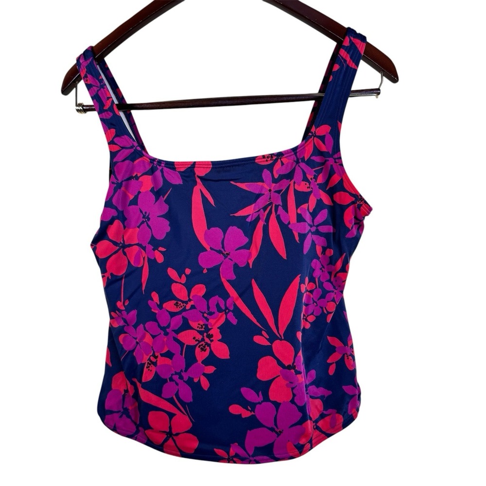 Victoria's Secret Pink Blue Floral Tankini Swimwear Tank Top Size‎ Med Swimsuit